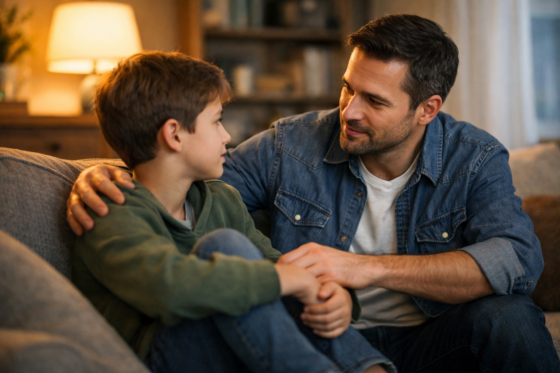 Stepfather building trust with stepchild through patience and presence