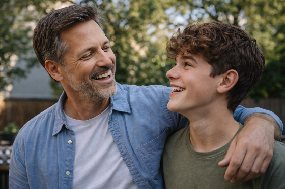 Stepdad and stepson in a moment of connection
