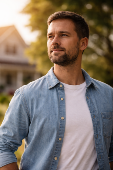 The Hidden Invasion - Confident stepdad looking forward (symbolic leadership image)