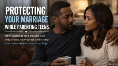 Protecting your marriage while parenting teens - picture of couple sitting together on the couch