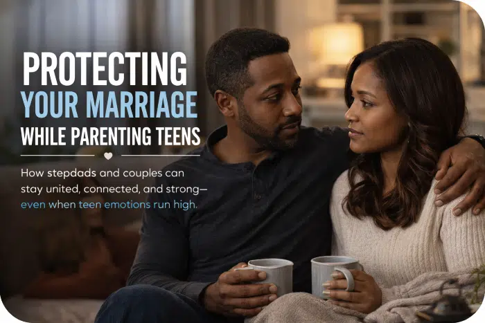 Protecting your marriage while parenting teens - picture of couple sitting together on the couch