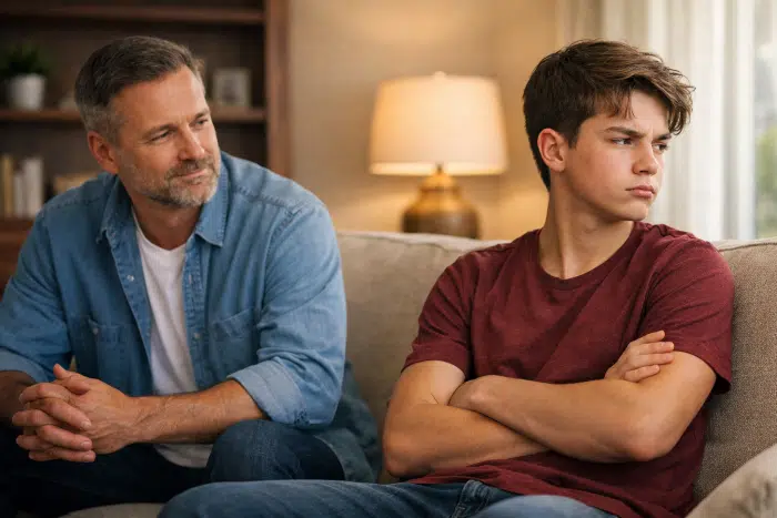 See beyond behavior - Stepdad calmly addressing upset stepson