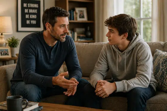 Feeling like an outsider as a stepdad - Stepdad having a calm, respectful conversation with a teen stepchild