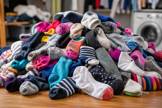 the mystery of missing socks - Large-pile-of-assorted-socks-of-different-sizes-colors-and-styles