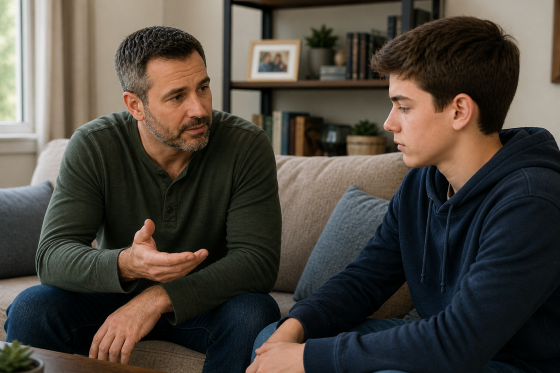 Stepson won't listen - stepdad calmly speaking with his stepson