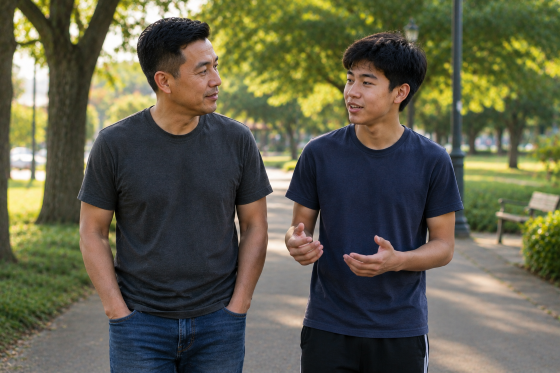 How to be a good stepdads - A-stepdad-and-teenage-stepchild-walking-together-in-a-park