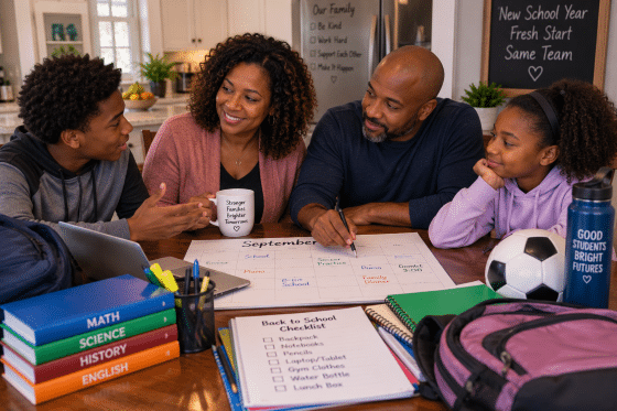 Attachment Details
Blended-family-gathered-around-the-kitchen-table-reviewing-the-new-school-year-schedule