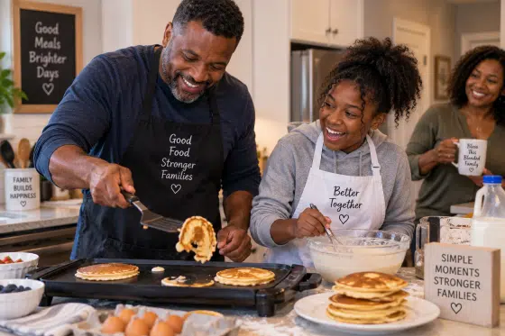 Stepdad-and-stepchild-cooking-breakfast-together-on-a-relaxed-weekend-morning