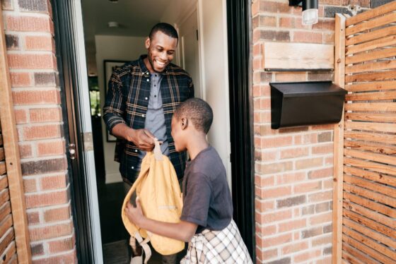 Stepdad welcoming his stepson home