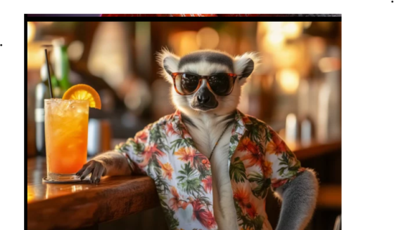 Funny lemur facts - Lemur-wearing-hawaii-shirt-and-posing-with-an-adult-beverage